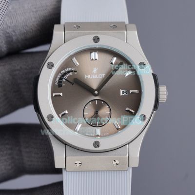 Replica Hublot Classic Fusion Power Reserve 8 Days Watch Grey Dial Grey Rubber